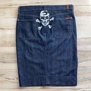 7 For All Mankind 28 Jean Skirt with Skull